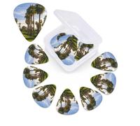12 Pack Guitar Picks with Organizer Storage Box,Thin, Medium & Heavy 3 Different Thickness Guitar Pick Palm Tree Golf Course Bass Plectrums for Ukulele Acoustic Guitar Accessories