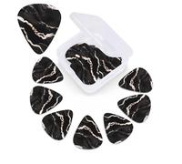 12 Pack Guitar Picks with Organizer Storage Box,Thin, Medium & Heavy 3 Different Thickness Guitar Pick Black rose gold Marble Bass Plectrums for Ukulele Acoustic Guitar Accessories