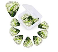 12 Pack Guitar Picks with Organizer Storage Box,Thin, Medium & Heavy 3 Different Thickness Guitar Pick Bell orchid print Bass Plectrums for Ukulele Acoustic Guitar Accessories