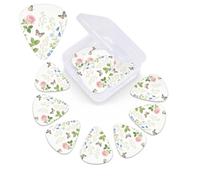 12 Pack Guitar Picks with Organizer Storage Box,Thin, Medium & Heavy 3 Different Thickness Guitar Pick Botanical Floral Bass Plectrums for Ukulele Acoustic Guitar Accessories
