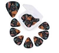 12 Pack Guitar Picks with Organizer Storage Box,Thin, Medium & Heavy 3 Different Thickness Guitar Pick Doberman Pinscher Bass Plectrums for Ukulele Acoustic Guitar Accessories