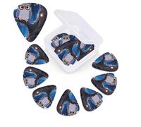 12 Pack Guitar Picks with Organizer Storage Box,Thin, Medium & Heavy 3 Different Thickness Guitar Pick Grey Owl Bass Plectrums for Ukulele Acoustic Guitar Accessories