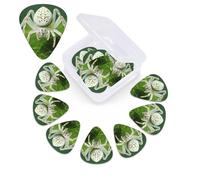 12 Pack Guitar Picks with Organizer Storage Box,Thin, Medium & Heavy 3 Different Thickness Guitar Pick White Spider Detail Bass Plectrums for Ukulele Acoustic Guitar Accessories