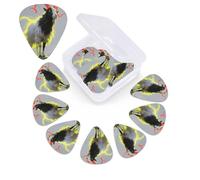 12 Pack Guitar Picks with Organizer Storage Box,Thin, Medium & Heavy 3 Different Thickness Guitar Pick Standing Glowing Goat Bass Plectrums for Ukulele Acoustic Guitar Accessories