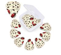 12 Pack Guitar Picks with Organizer Storage Box,Thin, Medium & Heavy 3 Different Thickness Guitar Pick Art Ladybug Bass Plectrums for Ukulele Acoustic Guitar Accessories