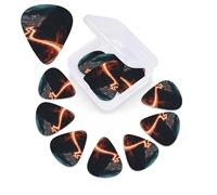 12 Pack Guitar Picks with Organizer Storage Box,Thin, Medium & Heavy 3 Different Thickness Guitar Pick Mountain Road at Night Bass Plectrums for Ukulele Acoustic Guitar Accessories