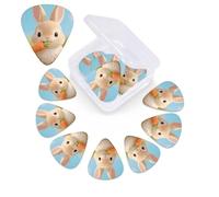 12 Pack Guitar Picks with Organizer Storage Box,Thin, Medium & Heavy 3 Different Thickness Guitar Pick Cute Rabbit 1 Bass Plectrums for Ukulele Acoustic Guitar Accessories