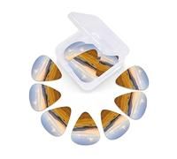 12 Pack Guitar Picks with Organizer Storage Box, Thin-Medium-Heavy Picks Handmade Plectrums Autumn Golden Grass Landscape Guitar Plectrums Bass Ukulele Picks Acoustic Guitar Lovers Gift