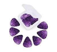 12 Pack Guitar Picks with Organizer Storage Box, Thin-Medium-Heavy Picks Handmade Plectrums Beautiful Purple Glitter Guitar Plectrums Bass Ukulele Picks Acoustic Guitar Lovers Gift