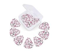 12 Pack Guitar Picks with Organizer Storage Box, Thin-Medium-Heavy Picks Handmade Plectrums Cherry Blossom Watercolor Guitar Plectrums Bass Ukulele Picks Acoustic Guitar Lovers Gift