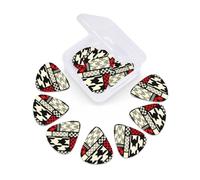 12 Pack Guitar Picks with Organizer Storage Box, Thin-Medium-Heavy Picks Handmade Plectrums diagonal geometric pattern Guitar Plectrums Bass Ukulele Picks Acoustic Guitar Lovers Gift