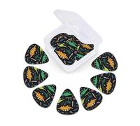 12 Pack Guitar Picks with Organizer Storage Box, Thin-Medium-Heavy Picks Handmade Plectrums Dinosaur Palm Leaf Guitar Plectrums Bass Ukulele Picks Acoustic Guitar Lovers Gift