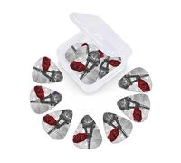 12 Pack Guitar Picks with Organizer Storage Box, Thin-Medium-Heavy Picks Handmade Plectrums Eiffel Tower with Red Umbrella Guitar Plectrums Bass Ukulele Picks Acoustic Guitar Lovers Gift