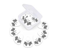 12 Pack Guitar Picks with Organizer Storage Box, Thin-Medium-Heavy Picks Handmade Plectrums Formula Checkered Flags Guitar Plectrums Bass Ukulele Picks Acoustic Guitar Lovers Gift