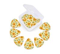 12 Pack Guitar Picks with Organizer Storage Box, Thin-Medium-Heavy Picks Handmade Plectrums Fresh sunflower Guitar Plectrums Bass Ukulele Picks Acoustic Guitar Lovers Gift