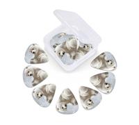 12 Pack Guitar Picks with Organizer Storage Box, Thin-Medium-Heavy Picks Handmade Plectrums Funny Polar Bear Playing Snowball Guitar Plectrums Bass Ukulele Picks Acoustic Guitar Lovers Gift