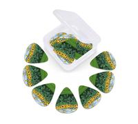 12 Pack Guitar Picks with Organizer Storage Box, Thin-Medium-Heavy Picks Handmade Plectrums Grassland and Sunflower Guitar Plectrums Bass Ukulele Picks Acoustic Guitar Lovers Gift