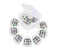 12 Pack Guitar Picks with Organizer Storage Box, Thin-Medium-Heavy Picks Handmade Plectrums Happy Camper Guitar Plectrums Bass Ukulele Picks Acoustic Guitar Lovers Gift