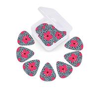 12 Pack Guitar Picks with Organizer Storage Box, Thin-Medium-Heavy Picks Handmade Plectrums Hawaiian Botanical Hibiscus Guitar Plectrums Bass Ukulele Picks Acoustic Guitar Lovers Gift