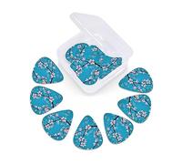 12 Pack Guitar Picks with Organizer Storage Box, Thin-Medium-Heavy Picks Handmade Plectrums Japanese Cherry Flowers Guitar Plectrums Bass Ukulele Picks Acoustic Guitar Lovers Gift