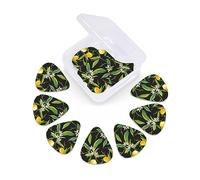12 Pack Guitar Picks with Organizer Storage Box, Thin-Medium-Heavy Picks Handmade Plectrums Lemon and Flower Guitar Plectrums Bass Ukulele Picks Acoustic Guitar Lovers Gift