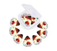 12 Pack Guitar Picks with Organizer Storage Box, Thin-Medium-Heavy Picks Handmade Plectrums Love Couple Guitar Plectrums Bass Ukulele Picks Acoustic Guitar Lovers Gift
