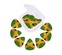 12 Pack Guitar Picks with Organizer Storage Box, Thin-Medium-Heavy Picks Handmade Plectrums Old Jamaican Flag Guitar Plectrums Bass Ukulele Picks Acoustic Guitar Lovers Gift