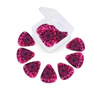 12 Pack Guitar Picks with Organizer Storage Box, Thin-Medium-Heavy Picks Handmade Plectrums Pink Dahlia Guitar Plectrums Bass Ukulele Picks Acoustic Guitar Lovers Gift