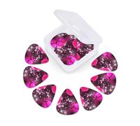 12 Pack Guitar Picks with Organizer Storage Box, Thin-Medium-Heavy Picks Handmade Plectrums Pink flower purple butterfly Guitar Plectrums Bass Ukulele Picks Acoustic Guitar Lovers Gift