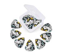 12 Pack Guitar Picks with Organizer Storage Box, Thin-Medium-Heavy Picks Handmade Plectrums Purple Butterflies Floral Guitar Plectrums Bass Ukulele Picks Acoustic Guitar Lovers Gift