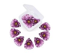 12 Pack Guitar Picks With Organizer Storage Box, Thin-Medium-Heavy Picks Handmade Plectrums Purple Chrysanthemum Guitar Plectrums Bass Ukulele Picks Acoustic Guitar Lovers Gift