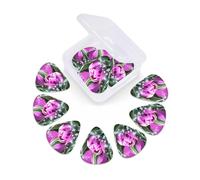 12 Pack Guitar Picks with Organizer Storage Box, Thin-Medium-Heavy Picks Handmade Plectrums Purple flower butterfly Guitar Plectrums Bass Ukulele Picks Acoustic Guitar Lovers Gift