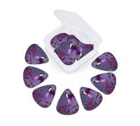 12 Pack Guitar Picks with Organizer Storage Box, Thin-Medium-Heavy Picks Handmade Plectrums Purple plum butterfly Guitar Plectrums Bass Ukulele Picks Acoustic Guitar Lovers Gift