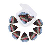 12 Pack Guitar Picks with Organizer Storage Box, Thin-Medium-Heavy Picks Handmade Plectrums Red Leaf Stone Moss Guitar Plectrums Bass Ukulele Picks Acoustic Guitar Lovers Gift