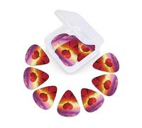 12 Pack Guitar Picks with Organizer Storage Box, Thin-Medium-Heavy Picks Handmade Plectrums Red rose Sweet Heart Shaped Tree Guitar Plectrums Bass Ukulele Picks Acoustic Guitar Lovers Gift