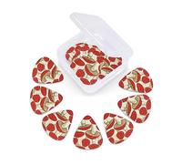 12 Pack Guitar Picks with Organizer Storage Box, Thin-Medium-Heavy Picks Handmade Plectrums Red White Mushroom Guitar Plectrums Bass Ukulele Picks Acoustic Guitar Lovers Gift