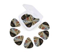 12 Pack Guitar Picks with Organizer Storage Box, Thin-Medium-Heavy Picks Handmade Plectrums roadside Graffiti Wall Guitar Plectrums Bass Ukulele Picks Acoustic Guitar Lovers Gift
