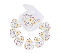 12 Pack Guitar Picks with Organizer Storage Box, Thin-Medium-Heavy Picks Handmade Plectrums Romantic Fancy Floral Birds Butterfly Guitar Plectrums Bass Ukulele Picks Acoustic Guitar Lovers Gift