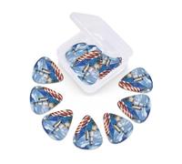 12 Pack Guitar Picks With Organizer Storage Box, Thin-Medium-Heavy Picks Handmade Plectrums Sea To Shining Sea Patriotic Guitar Plectrums Bass Ukulele Picks Acoustic Guitar Lovers Gift