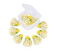 12 Pack Guitar Picks with Organizer Storage Box, Thin-Medium-Heavy Picks Handmade Plectrums Summer Floral Daisies Flower Guitar Plectrums Bass Ukulele Picks Acoustic Guitar Lovers Gift