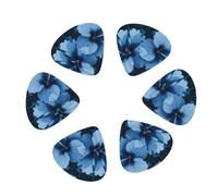 12-Pack Guitar Picks With storage box, Blue hibiscus Printed Guitar Plectrums Universal Accessories(0.46mm,0.71mm,0.96mm)
