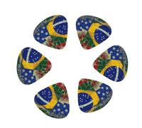 12-Pack Guitar Picks With storage box, Brazilian Flags Printed Guitar Plectrums Universal Accessories(0.46mm,0.71mm,0.96mm)