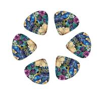 12-Pack Guitar Picks With storage box, Colorful Flowers Bird Printed Guitar Plectrums Universal Accessories(0.46mm,0.71mm,0.96mm)
