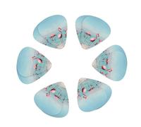 12-Pack Guitar Picks With storage box, Flock of Flamingos on The Beach Printed Guitar Plectrums Universal Accessories(0.46mm,0.71mm,0.96mm)