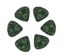 12-Pack Guitar Picks With storage box, Hunter Green Floral Petals Pattern Printed Guitar Plectrums Universal Accessories(0.46mm,0.71mm,0.96mm)