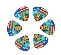 12-Pack Guitar Picks With storage box, Puerto Rico Flag Frog Palm Trees Printed Guitar Plectrums Universal Accessories(0.46mm,0.71mm,0.96mm)