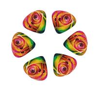 12-Pack Guitar Picks With storage box, Rainbow Rose Flower Printed Guitar Plectrums Universal Accessories(0.46mm,0.71mm,0.96mm)