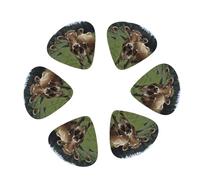 12-Pack Guitar Picks With storage box, Real Swiss Cow Brown Printed Guitar Plectrums Universal Accessories(0.46mm,0.71mm,0.96mm)