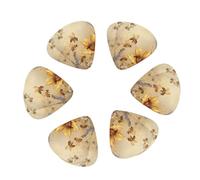 12-Pack Guitar Picks With storage box, Rural Honey Bees Wildflowers Printed Guitar Plectrums Universal Accessories(0.46mm,0.71mm,0.96mm)