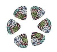 12-Pack Guitar Picks With storage box, Striped succulents Printed Guitar Plectrums Universal Accessories(0.46mm,0.71mm,0.96mm)